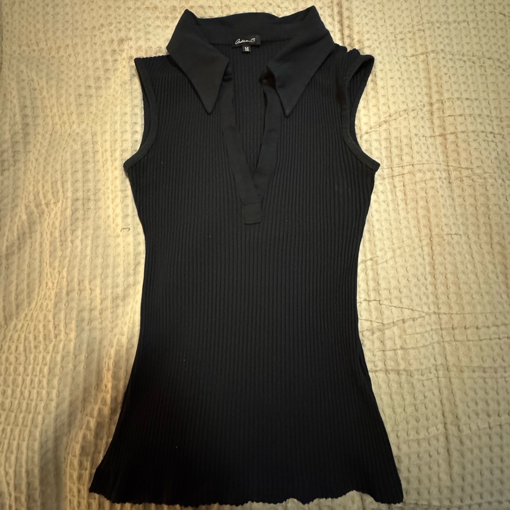 Black Collared Tank Top